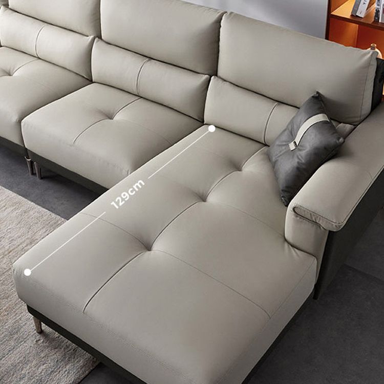 Blue L-Shape Sectional Sofas Leather Square Arm Sectional Couch