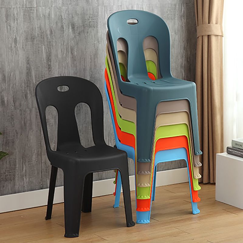 Modern design Plastic armloze eetstoelen stoelen Slat achter zijstoelen voor thuisgebruik