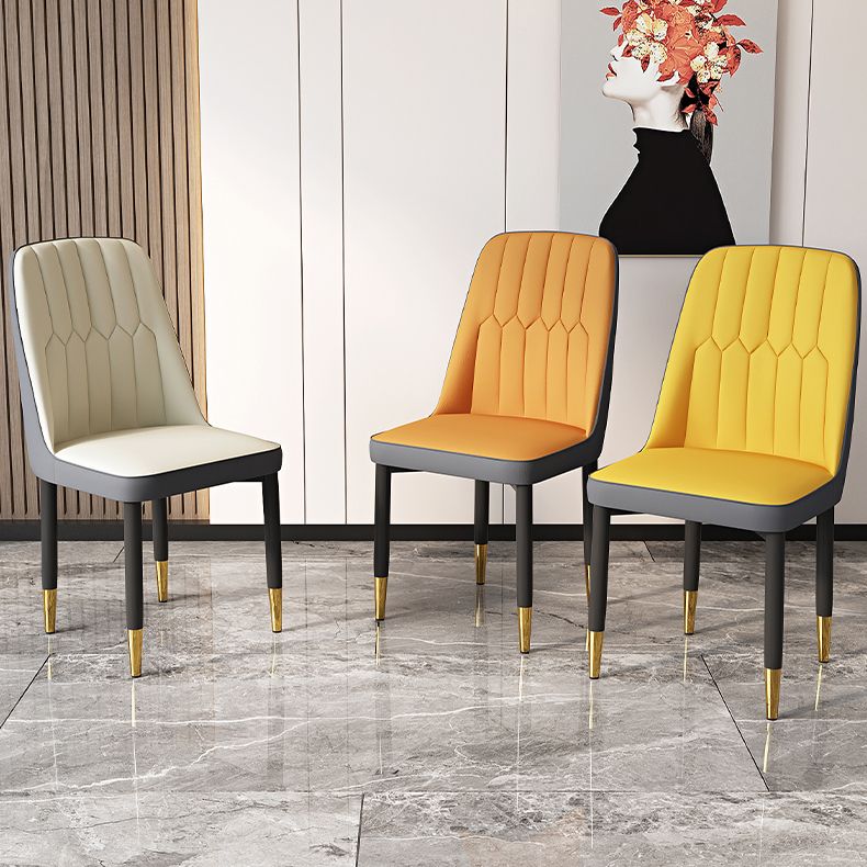 Modern Backrest Armless Cushion Chair with Metal Legs for Dining Room