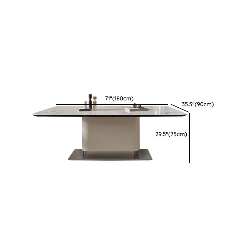 Contemporary White Stone Dining Set 1/4/7 Pieces Dining Table Set with Arm Chairs