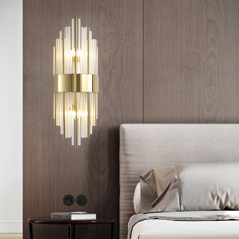 Crystal Geometric Shape Wall Sconce Modern Style 2 Lights Wall Light Fixture in Gold