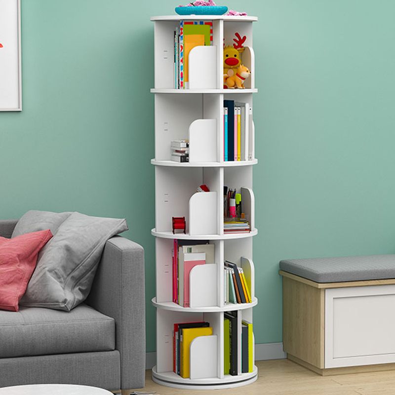 Contemporary Freestanding Book Organizer Circular Bookcase with Shelf