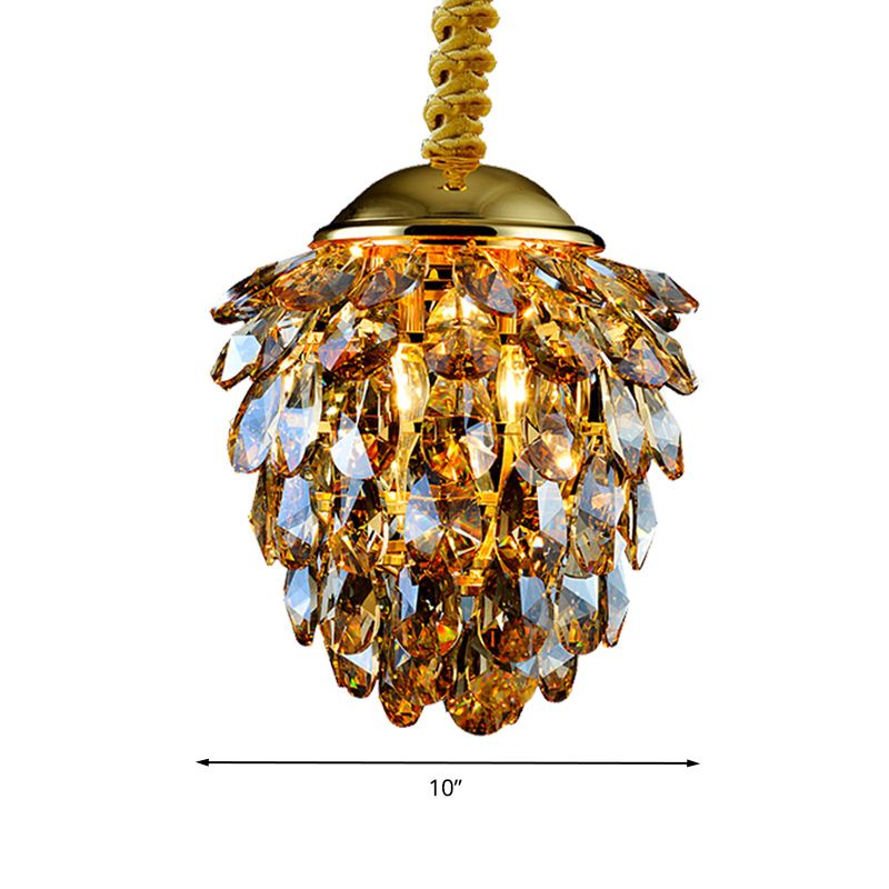 Pincone Crystal Plafond Pendant Light Modern Style 2 Lumières Black / Gold Chandelier