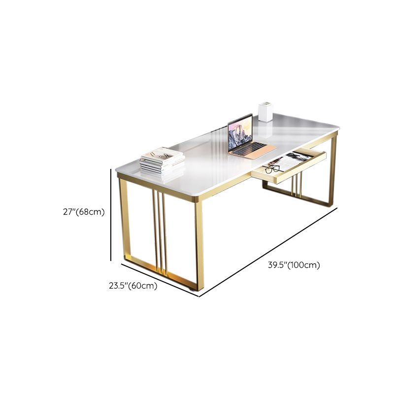 Glam Engineered Wood Writing Desk Bedroom Office Desk with Metal Legs