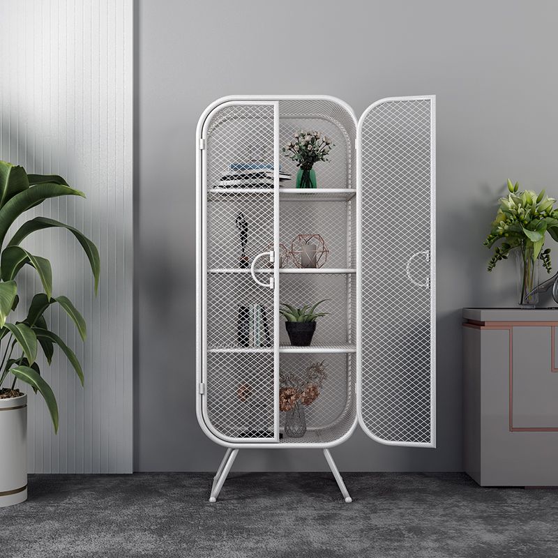 Scandinavian Vertical Standard Bookcase Iron Bookcase with Door