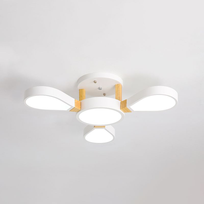 Living Room LED Ceiling Lamp Nordic Style Semi Flush Mount Light with Petal Acrylic Shade
