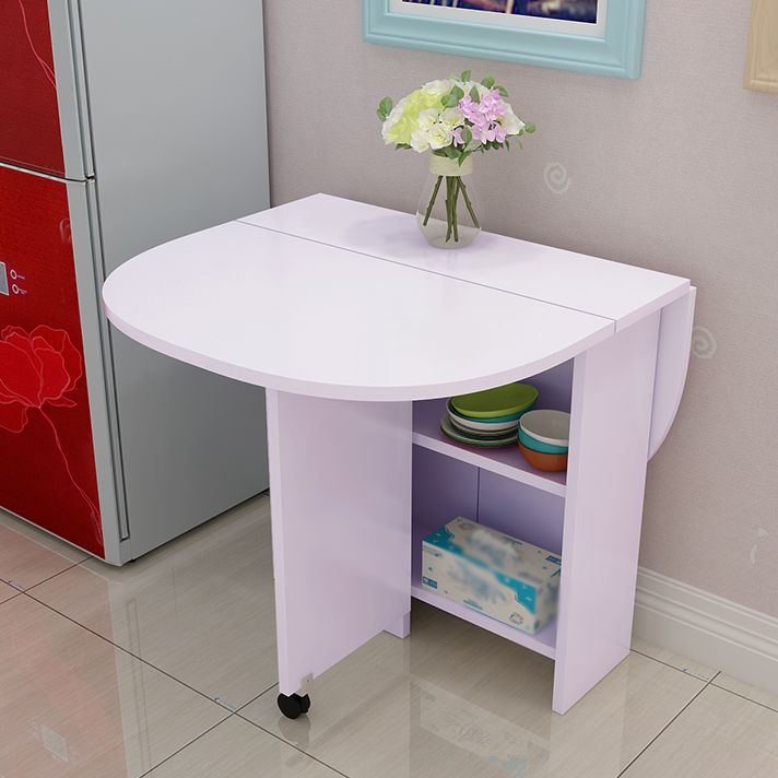 Solid Wood Mid-Century Modern Table Oval Solid Wood Top Table with Drop Leaf