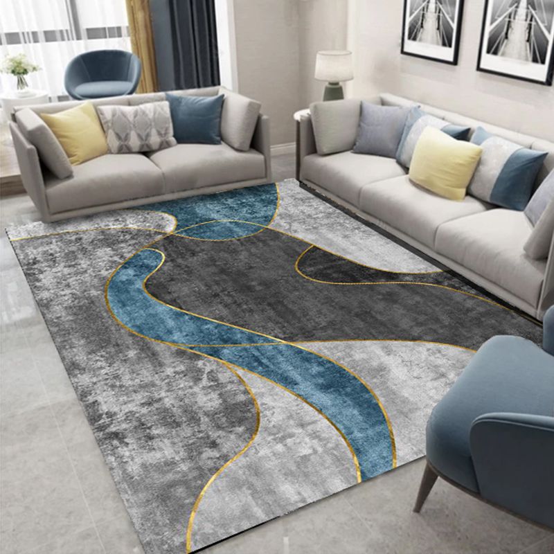 Contemporary Geometric Print Carpet Polyester Indoor Rug Stain Resistant Rug for Living Room