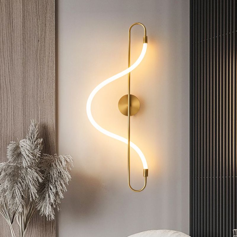 Modern Style Linear Wall Light Gold 1 Light LED Wall Sconce for Living Room