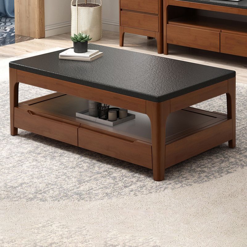 4 Legs Rectangular Coffee Table Made of Solid Wood/black/walnut/white Cocktail Table