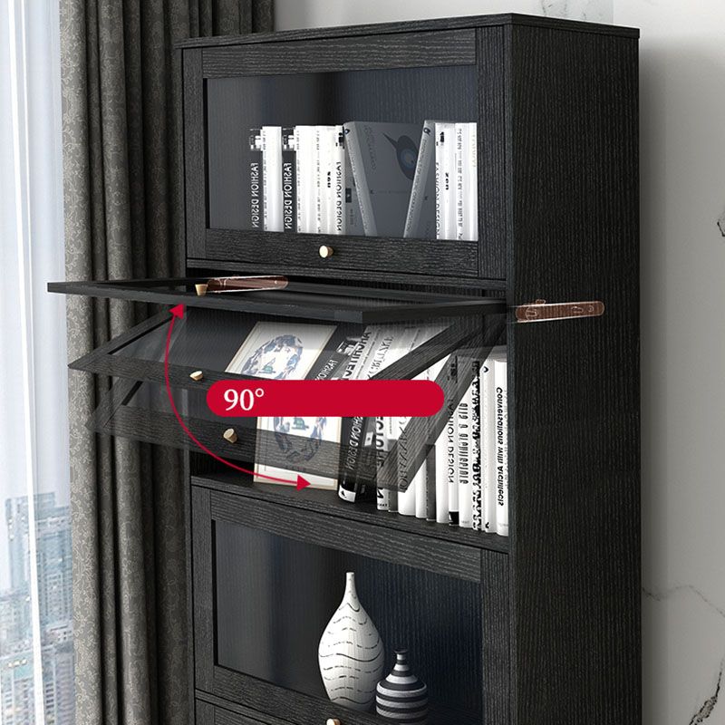 Glam Manufactured Wood Standard Bookcase Vertical Bookcase with Glass Doors