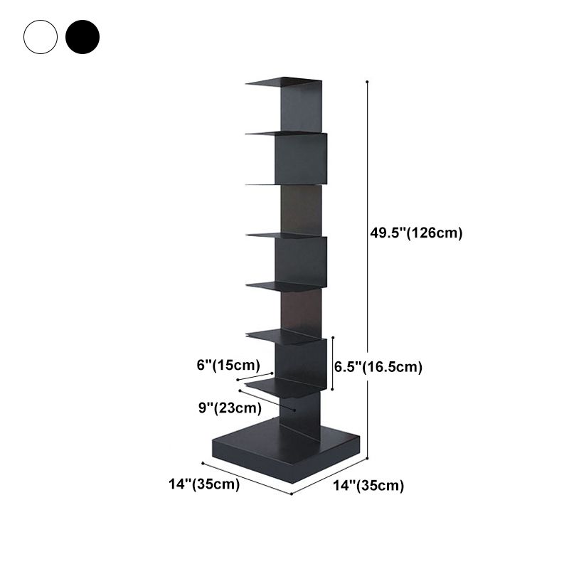 Modern Metal Bookshelf Geometric Vertical Closed Back Bookcase in Burnish