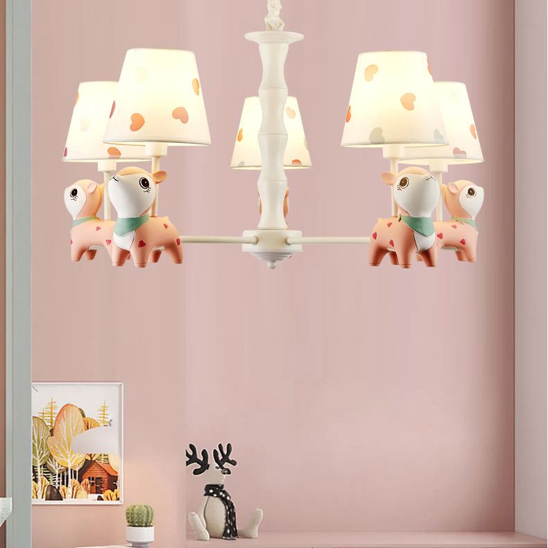 Nordic Style Macron Chandelier Pendant Multi-Head Fabric Chandelier Light for Living Room