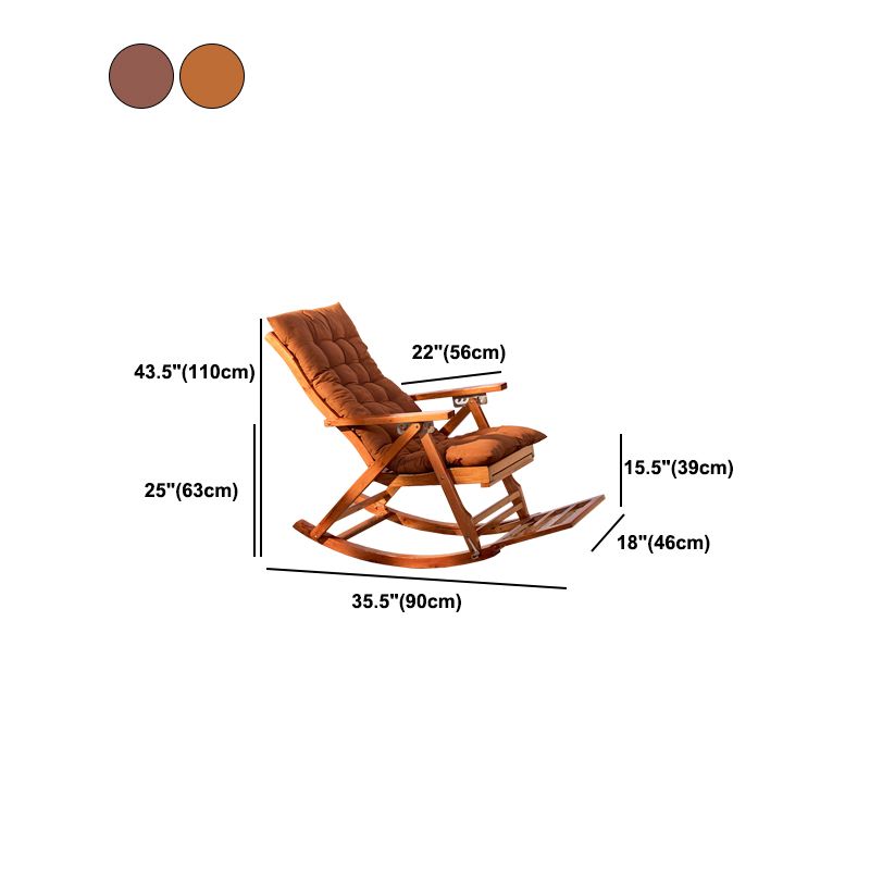 Traditional Rocking Chair Solid Wood Frame Slatted Backrest Indoor Rocking Chair