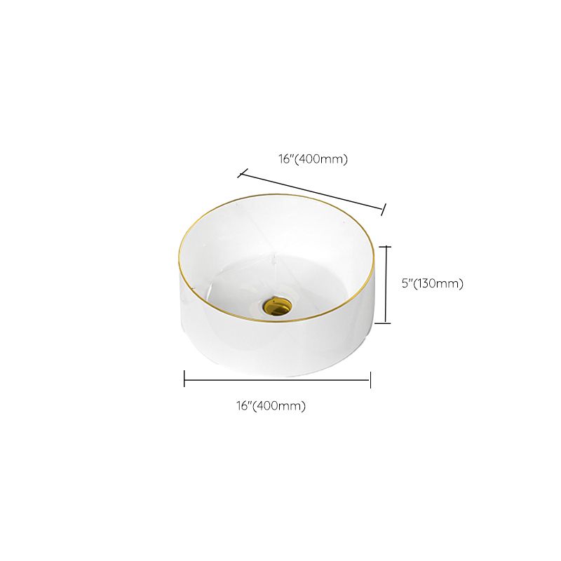 Traditional Vessel Sink Rectangular Porcelain with Overflow And Drain Assembly Wash Stand