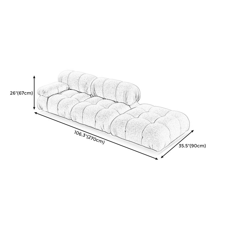 Contemporary Biscuit Back Sofa 26.38"High Velvet Couch for Living Room,White