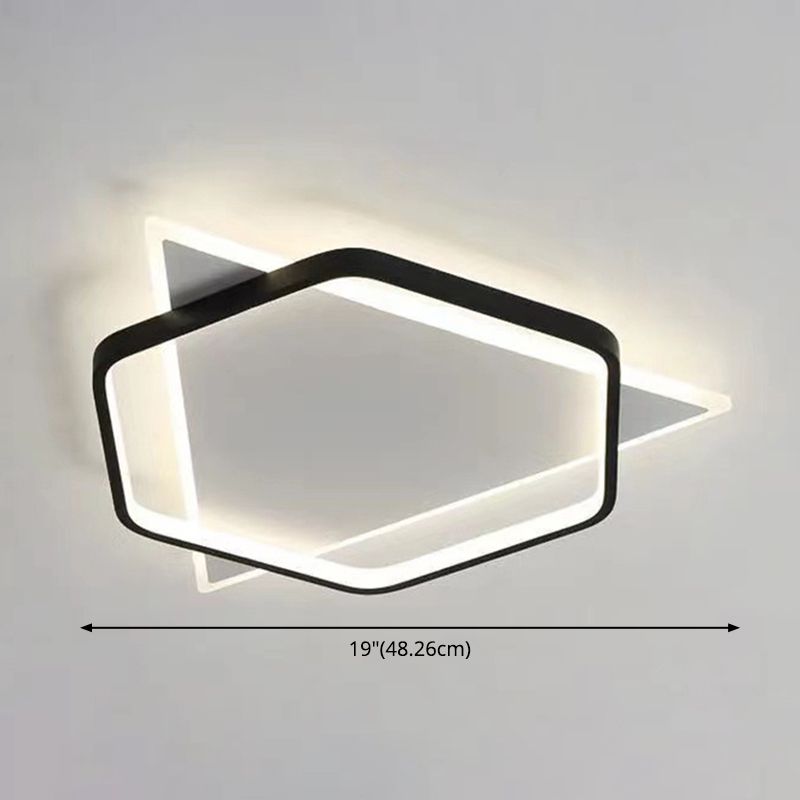 Black and White Geometric Surface Mounted LED Ceiling Light Nordic Acrylic Flush Light for Study Room