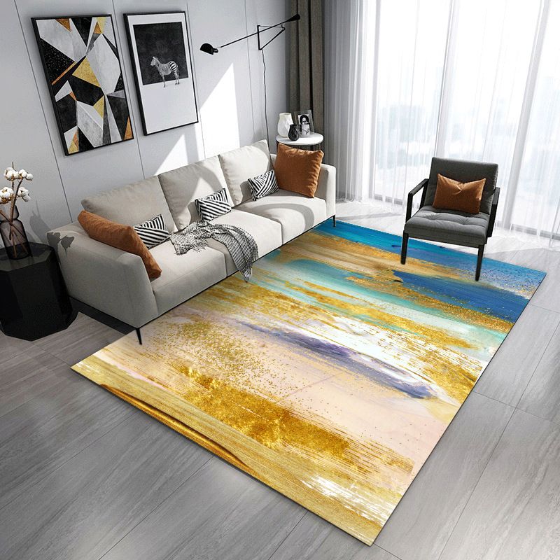 Contemporary Area Carpet Abstract Pattern Rug Polyester Non-Slip Carpet for Home Decor