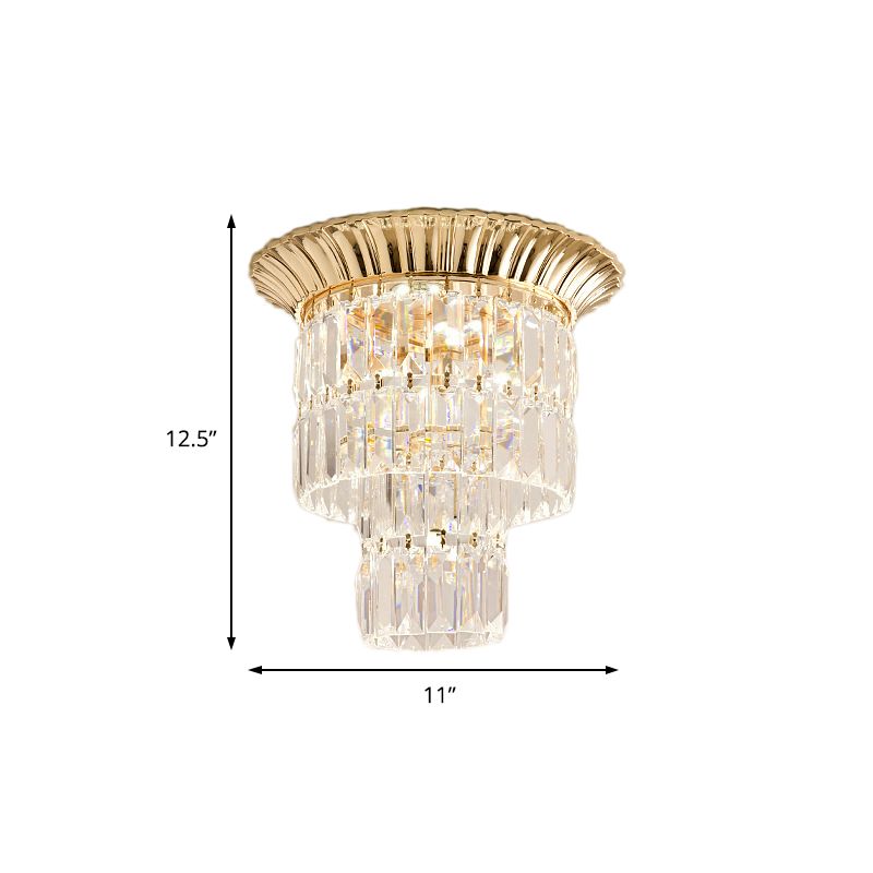 Doppelzylinder Schatten Flush Licht Moderne Kristall Block 5 Lichter Chrom/Gold Decke Licht