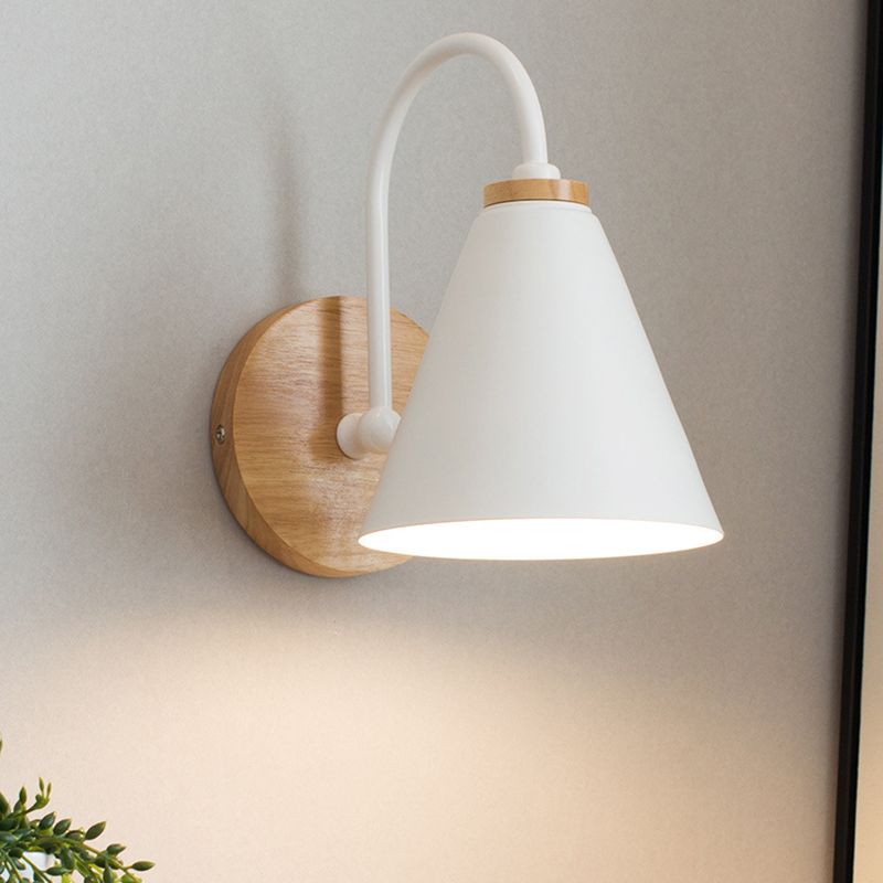Industrial Wall Lamp Cone Shade Metal 1 Light Sconces for Bedroom
