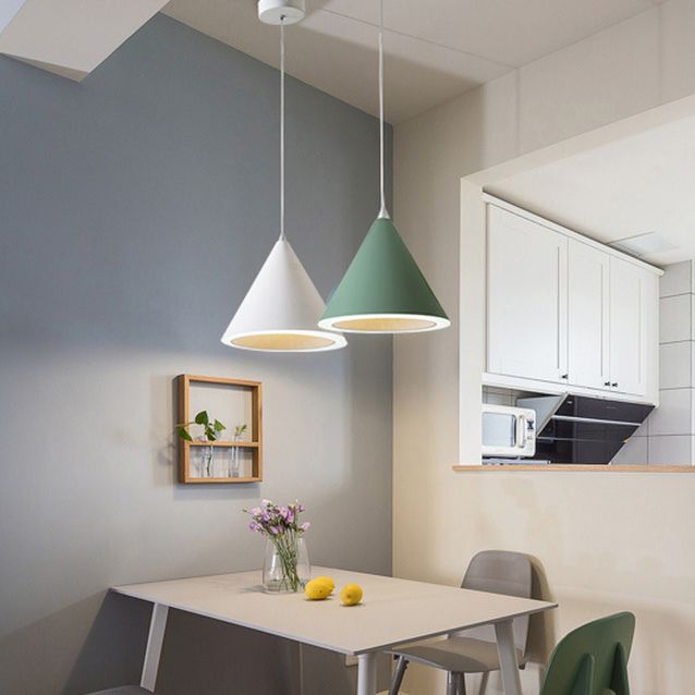 Contemporary Single Light Hanging Lamp Macron Metal Led Pendant Light for Study Room