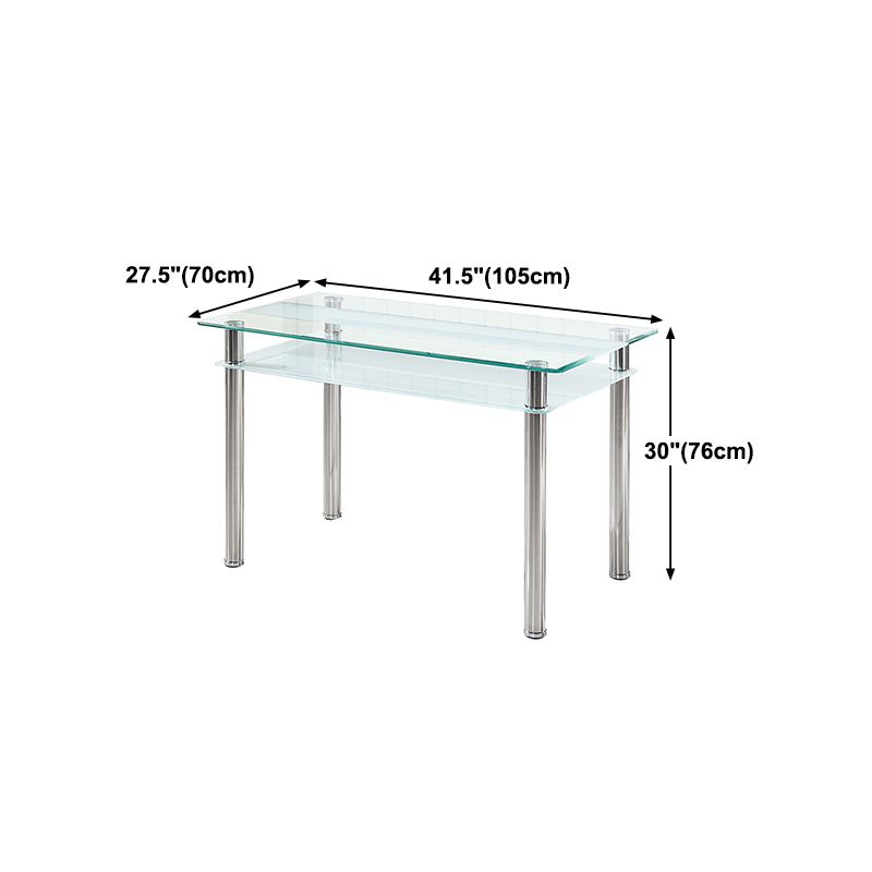 Metal Contemporary Dining Table Clear Glass Top Table for Dining Room