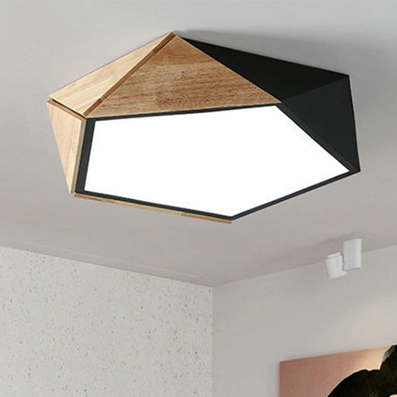 Geometric Flush Mount Lamp Contemporary Metal LED White/Black Ceiling Mounted Light for Living Room in Warm/White, 16.5"/20.5" Wide