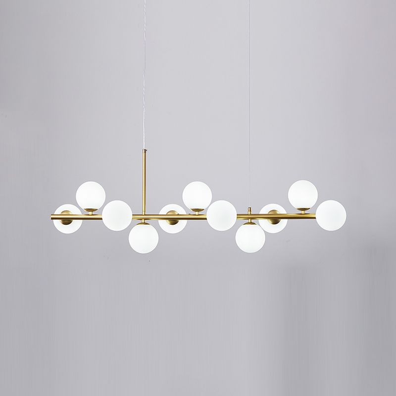 Multi-Head Island Lighting Fixtures Modern Restaurant Suspension Lamp with Glass Shade