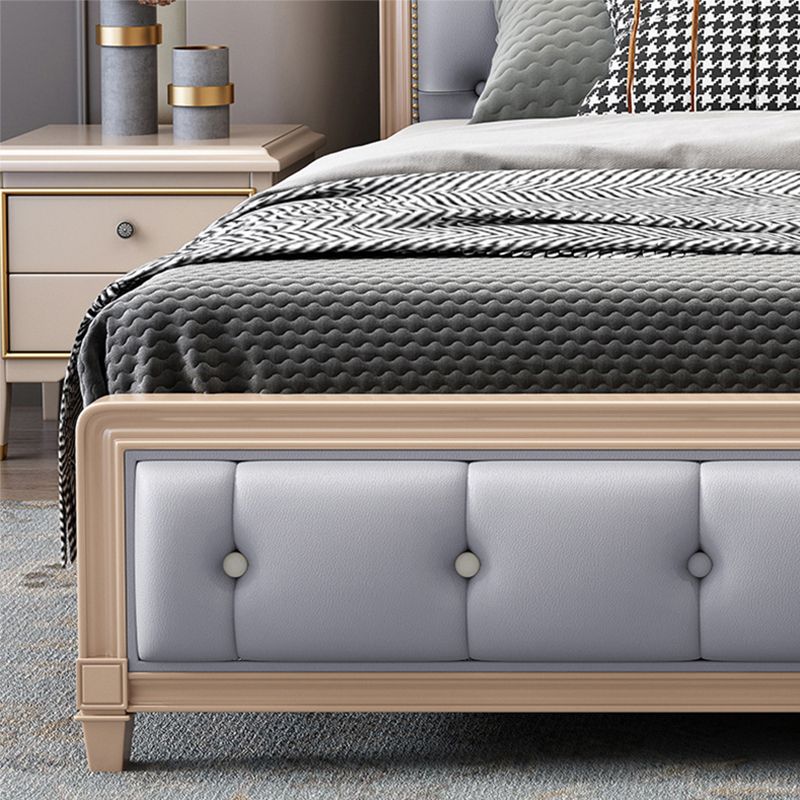 Tufted Upholstered Panel Bed with Nailhead Trim Victorian Solid Wood Bed Frame