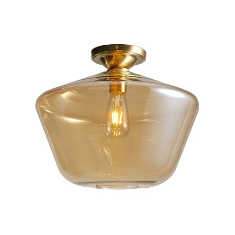 Losange encastré médiéval Cognac verre unique 9 "/ 15" large plafonnier en laiton