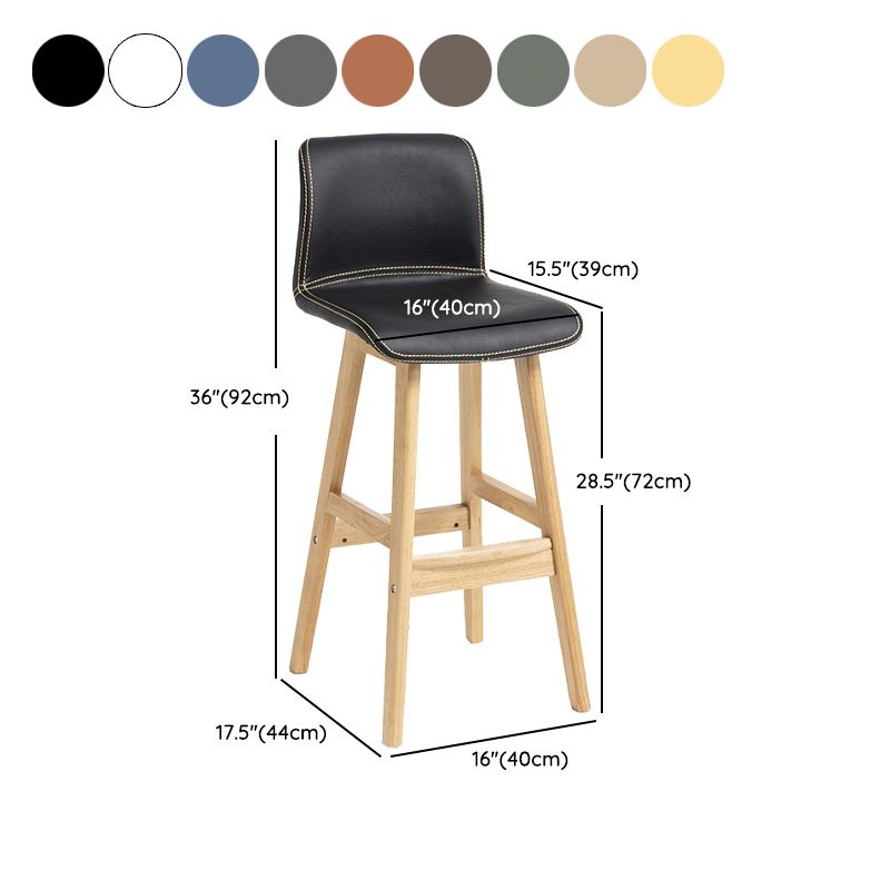 Scandinavian Solid Wood Bar Stool Backrest Counter Stool for Restaurant