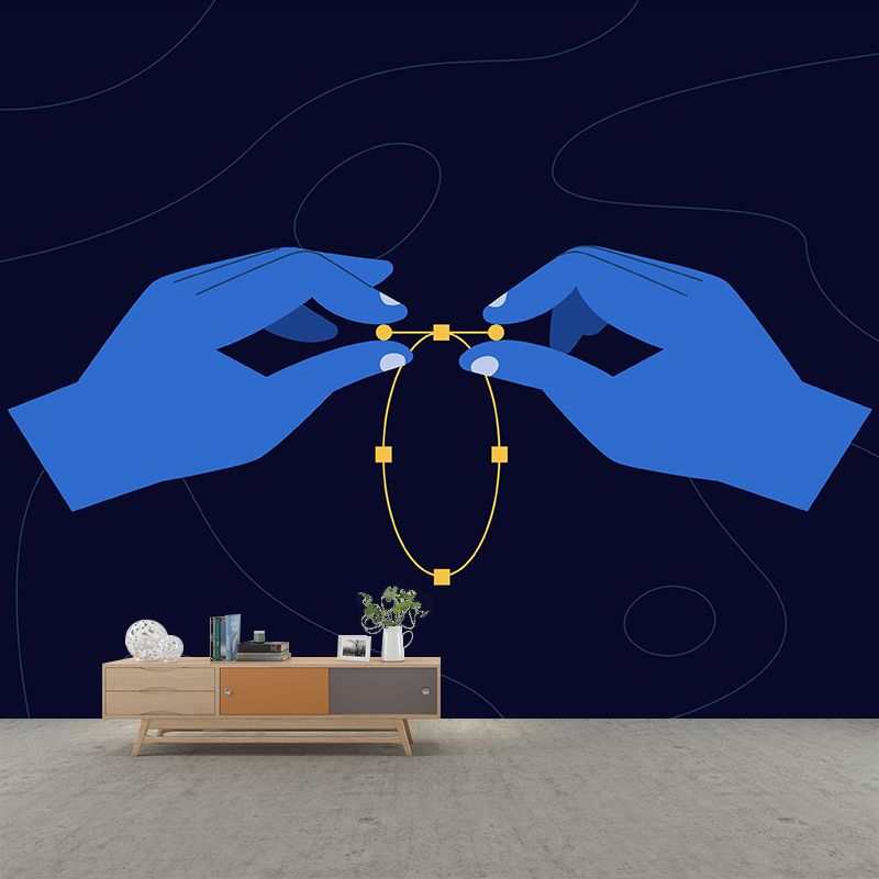 Blue Tie the Bracelet Mural Wallpaper Washable Artistry Bedroom Wall Decor on Black