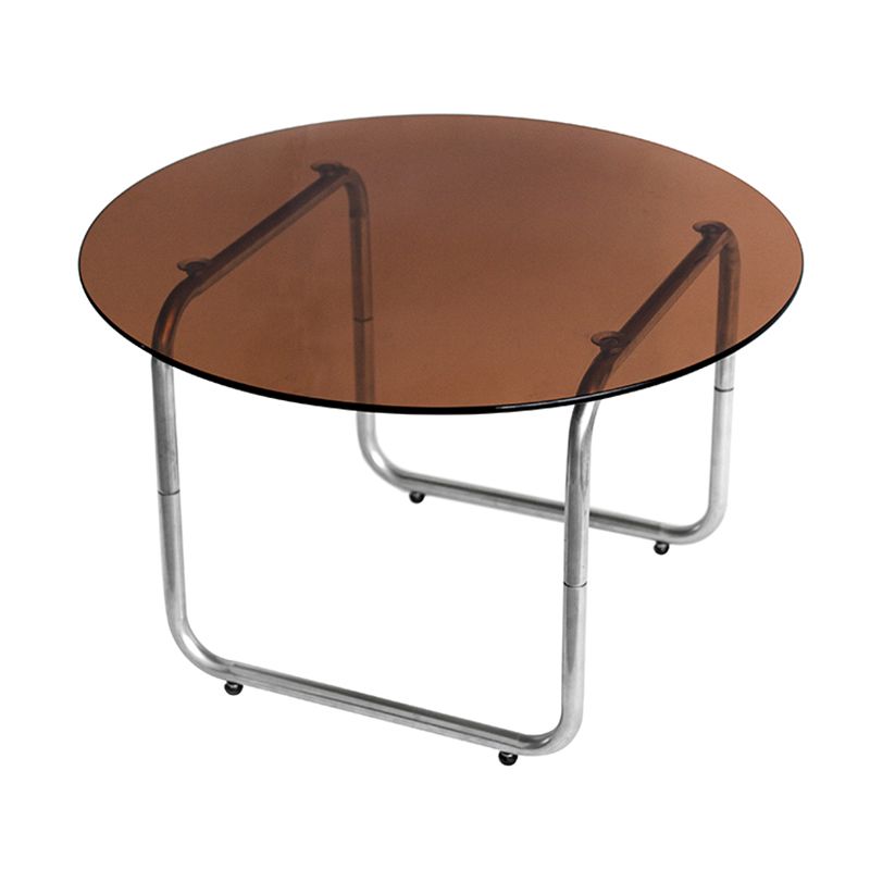 Modern Glass Coffee Table Round  Sled Coffee Table for Living Room