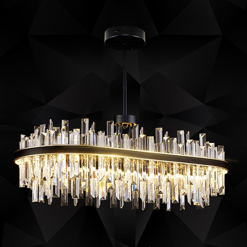 Metal Contemporary Pendant Light with Crystal Shade for Living Room