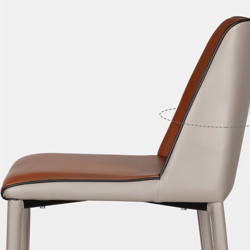 Modern Upholstered Low Back Faux Leather Bar Stools with Metal Base