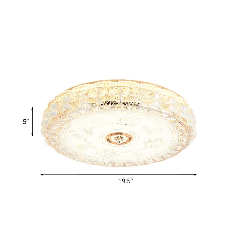 Round/Square Bedroom Ceiling Lamp Contemporary Clear Crystal LED Gold Flush Light Fixture