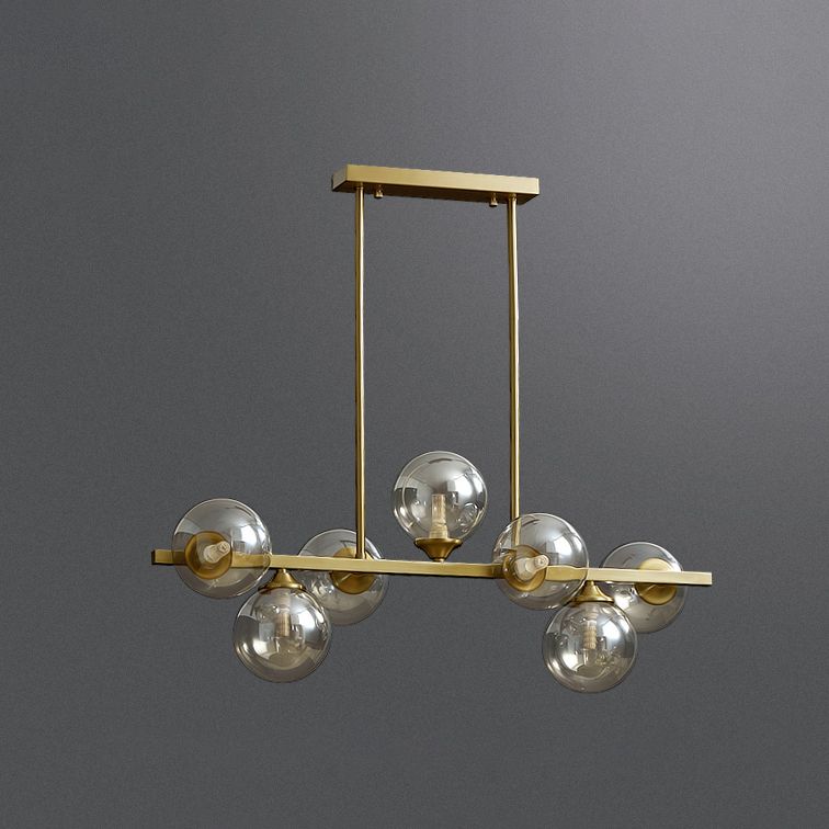 Zeitgenössische Anhänger Lichter Sphere Glass Island Beleuchtungsideen in Gold