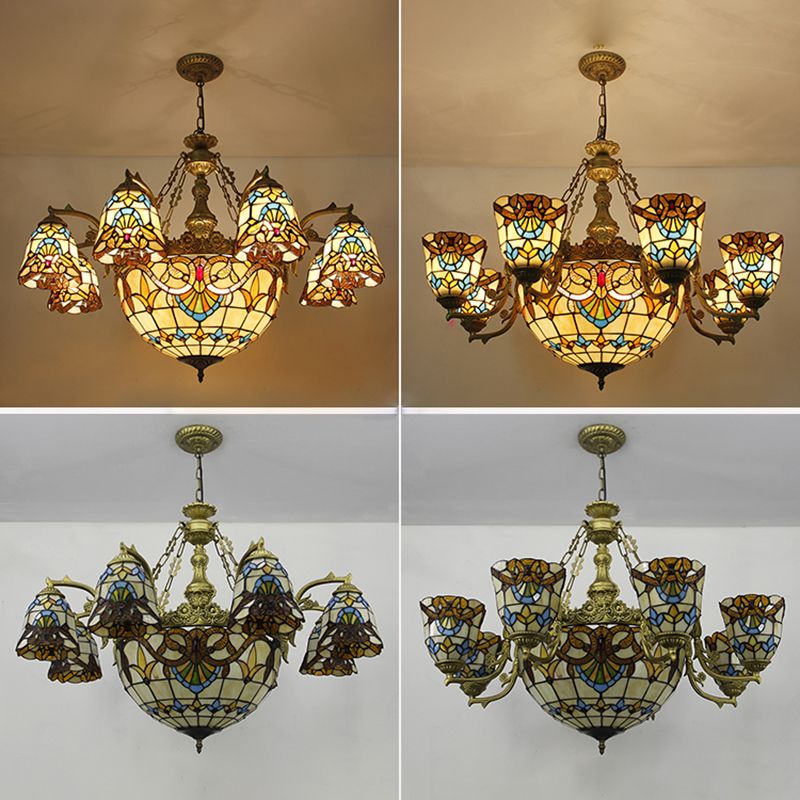 Sputnik Pendante en fer forgé dans Tiffany Creative Style Glass Sanging Lamping for Dining Room
