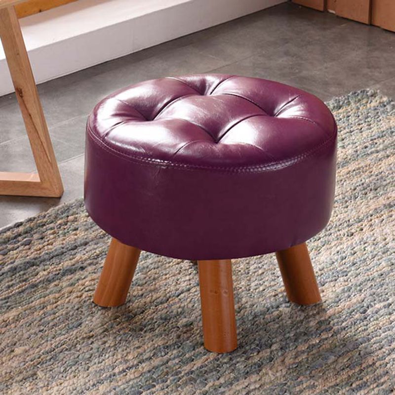 Modern Tufted Ottoman Water Resistant Genuine Leather Square Footstools Ottoman