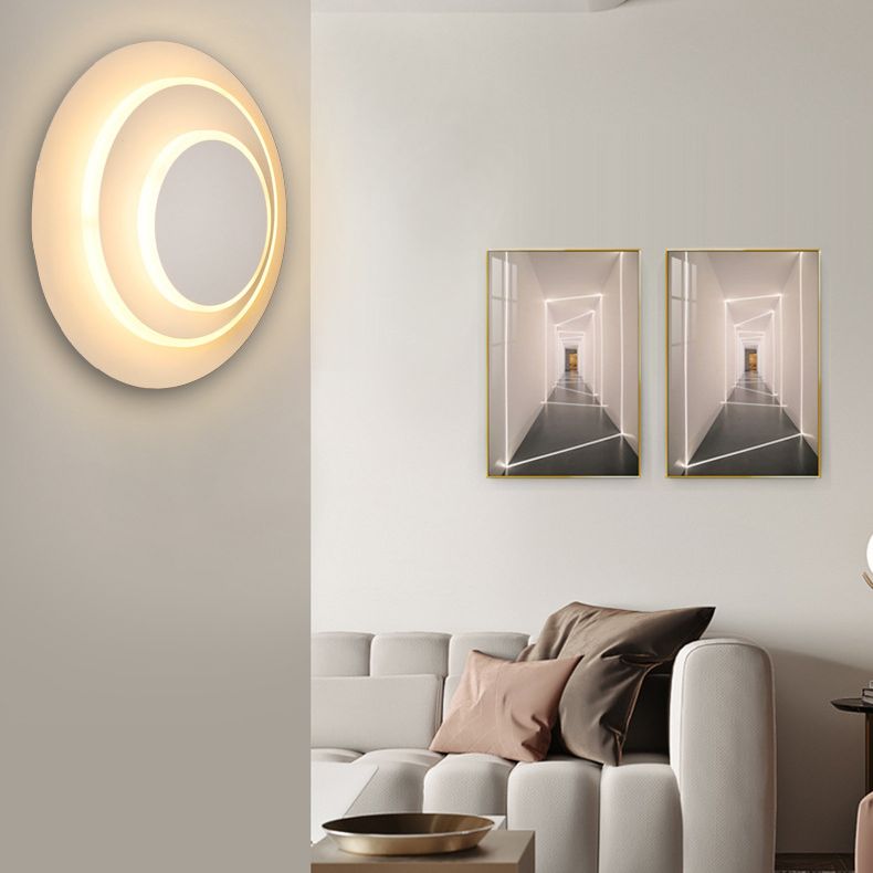 Lámpara de pared LED de estilo nórdico redondo de 3 capas 350 ° Luz de aplicador creativo de diseño creativo rotativo en blanco