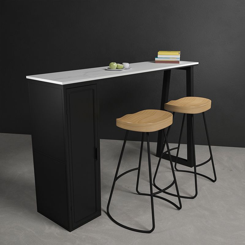 Modern 1/3 Pieces Bar Table Set Rectangle Stone Counter Table with Backless Stools