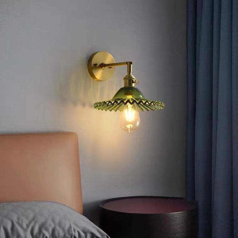 Metal Modern Wall Sconce Flower Shape Sconce Lights with Glass Shade for Bedroom