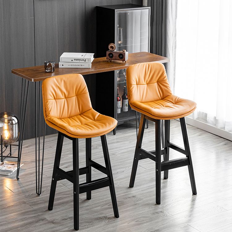 Modern Armless Backrest Counter Stool Wood Milk Tea Shop Bar Stool with Leather Cushion