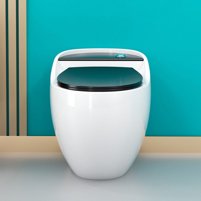 1-Piece Round Flush Toilet 0.8/1.28 GPF Ceramic Toilet Bowl for Bathroom