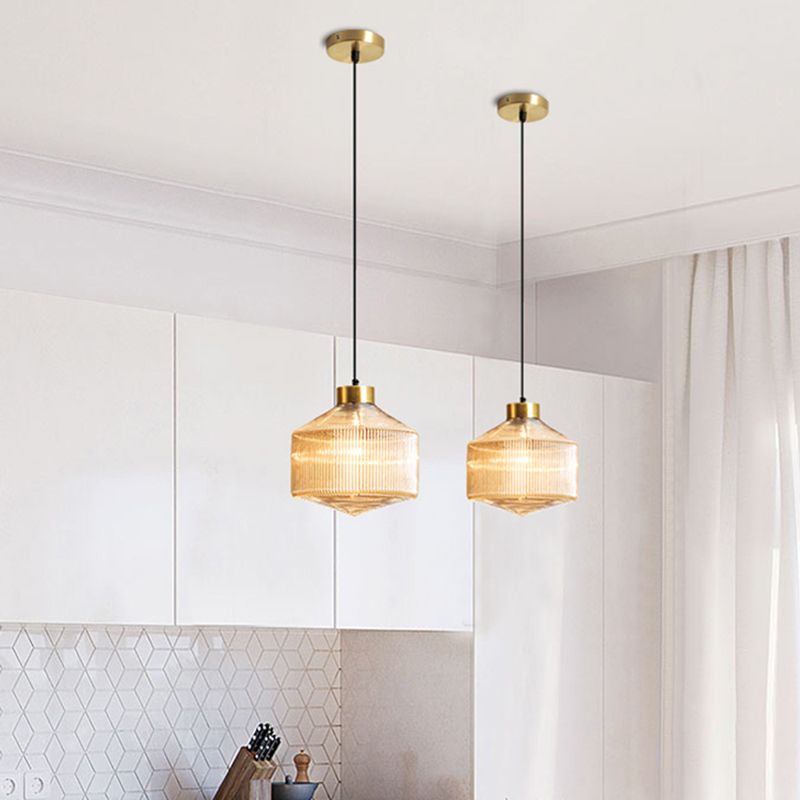 Géométrie moderne en forme de pendentif en verre 1 salle à manger de tête.