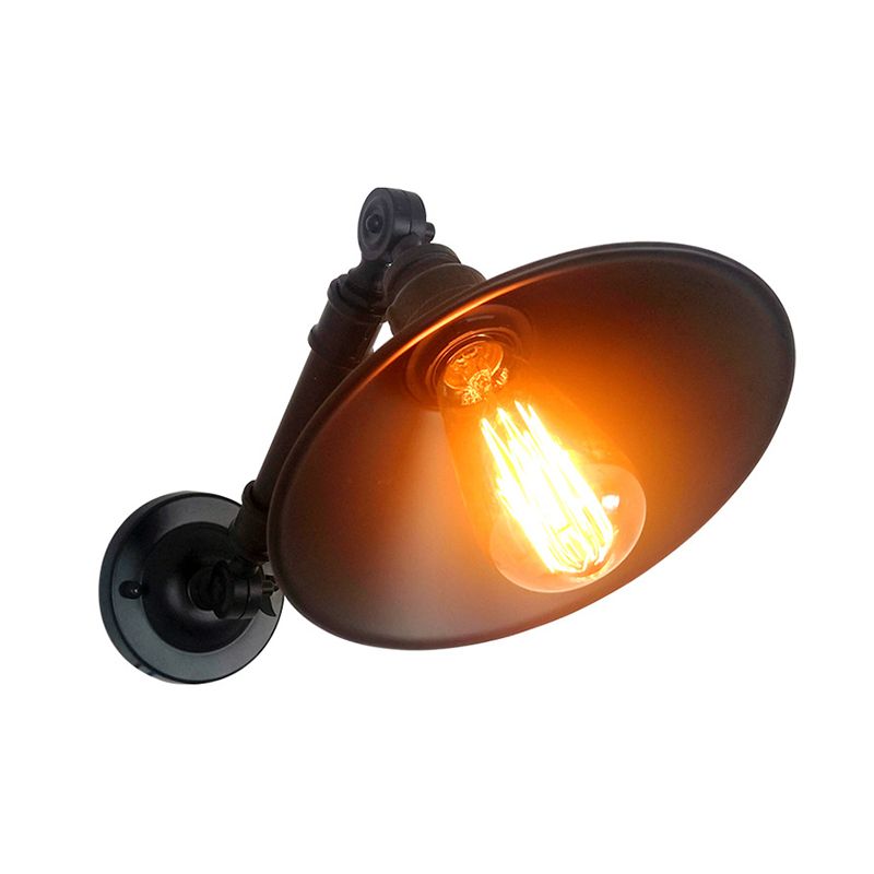 Industrial Cone Shape Wall Mount Light Fixture Metal Sconce Lamp in Black for Dining Room