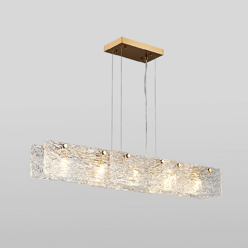 5 Light Island Lighting Modern Style Rectangular Shape Glass Hanging Light Fixtures