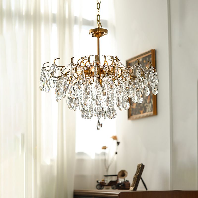 Traditional Crystal Chandelier Multi-Lights Bedroom Pendant Lamp (Without Hanging Chains)