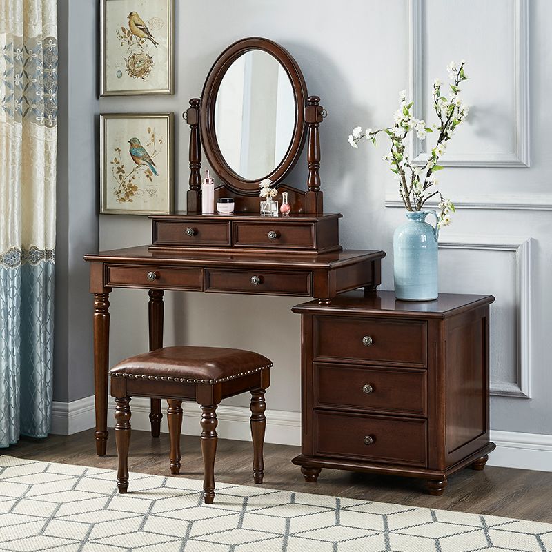 Bedroom Vanity Makeup Dressing Table Stool Set Wooden Vanity Set