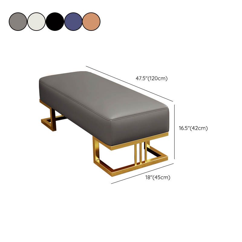 Glam Entryway Bench Cushioned Rectangle Metal Seating Bench , 18 inch Width